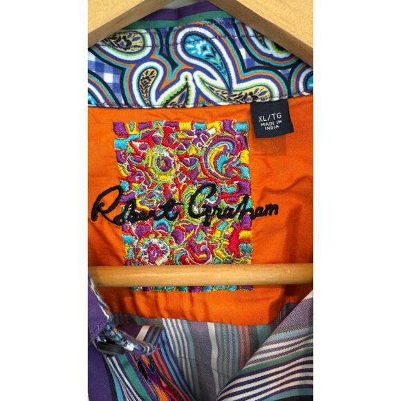 Robert Graham Multicolor Stripe Button-Down Shirt – Size XL - Picture 3 of 10